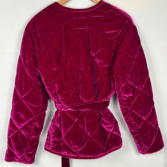 Rebecca Taylor Women Velvet Quilted Coat Jacket Sz M Luxe Regal Holiday NWT Belt - Picture 5 of 14